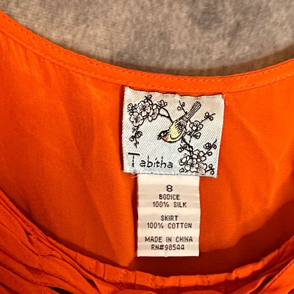 Silk and Cotton Tabitha Orange and Black Mini Dress - Picture 2 of 3